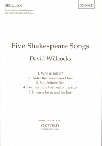 Five Shakespeare Songs Willcocks Upper Voices Sheet Music Songbook