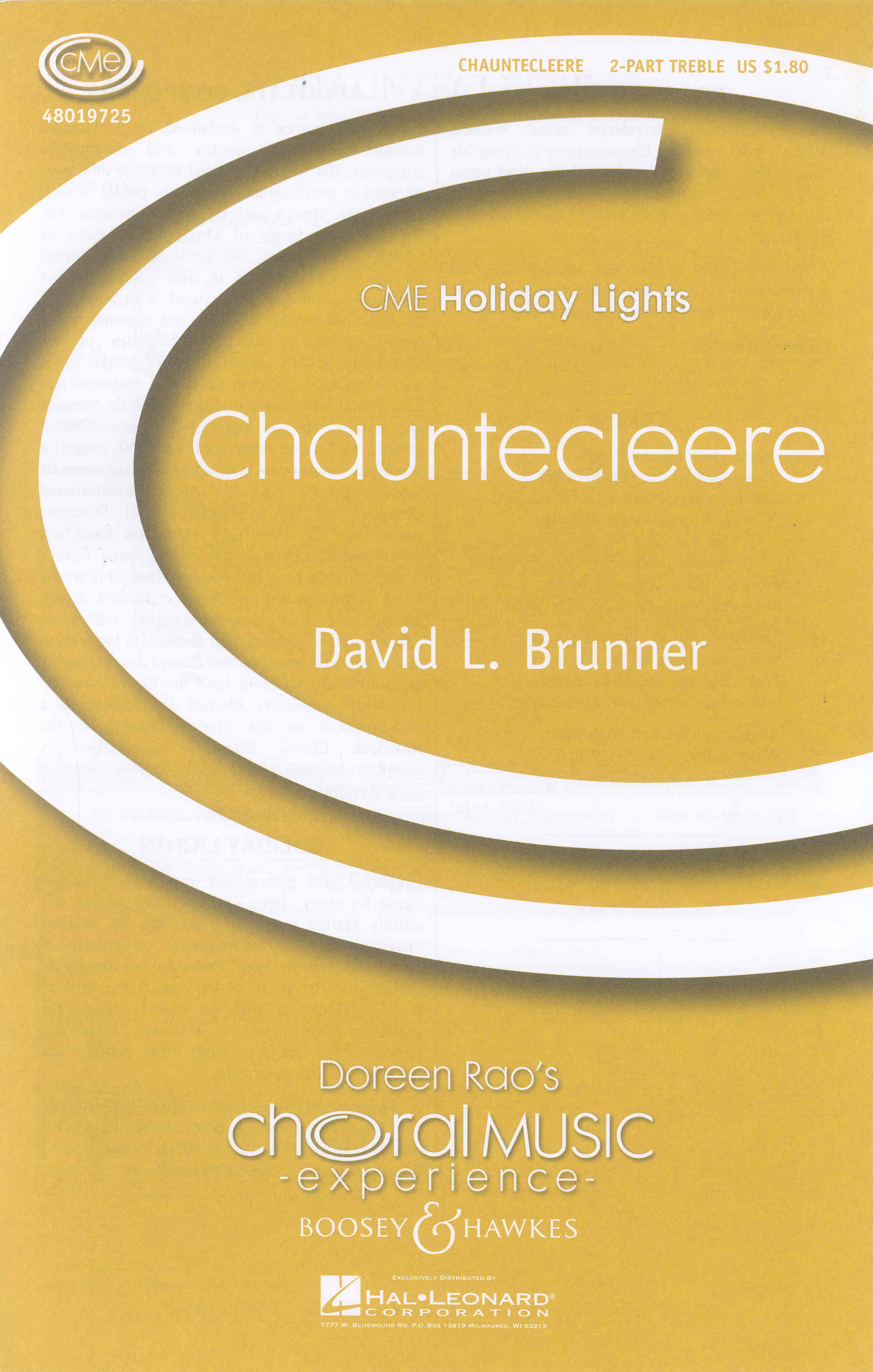 Chauntecleere Brunner 2-part Treble Voices Sheet Music Songbook