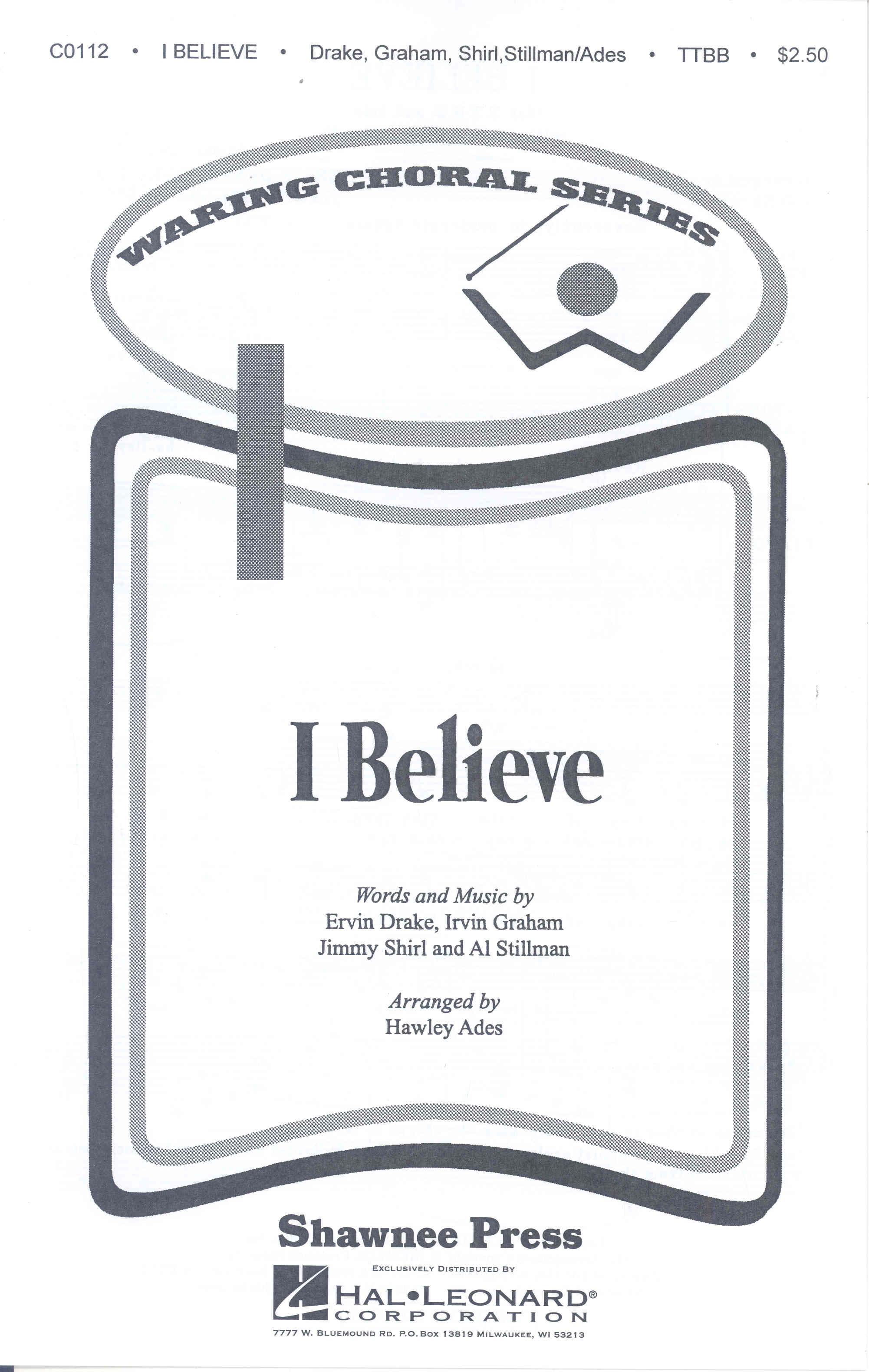 I Believe Trad Arr Ades Ttbb Sheet Music Songbook