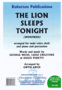 Lion Sleeps Tonight Linda/arch Male Voices Sheet Music Songbook