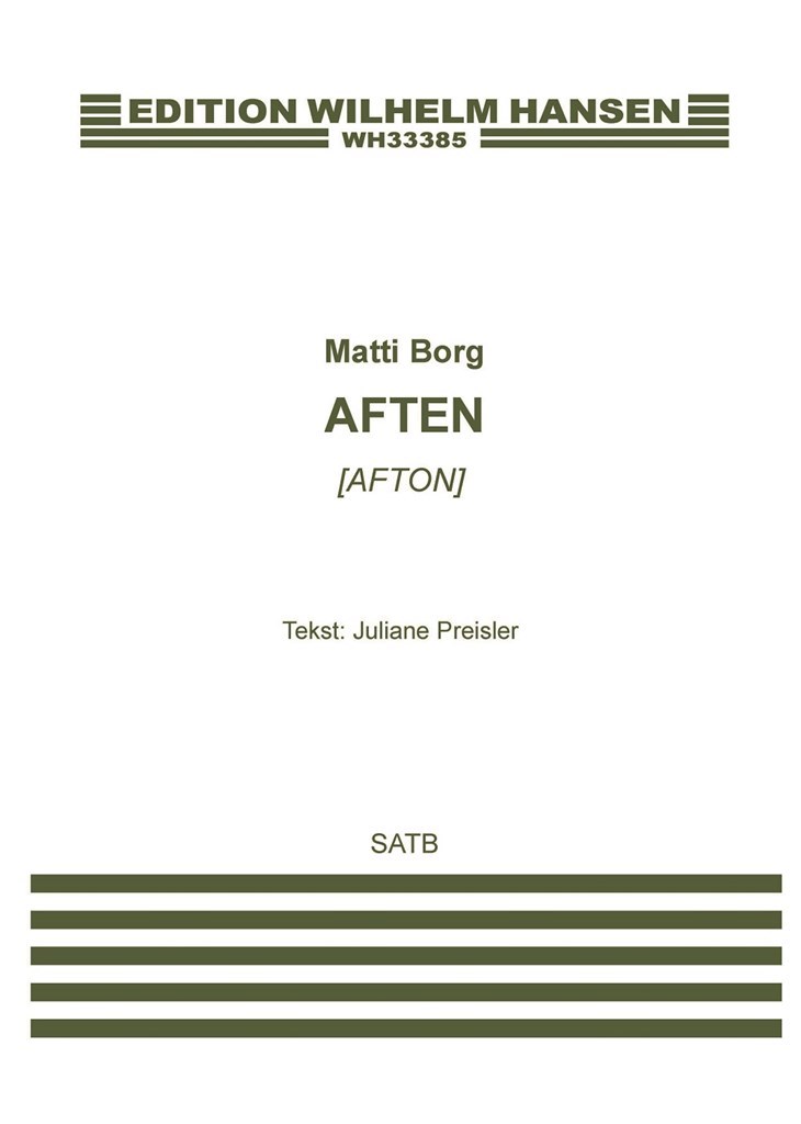 Aften (afton) Borg Satb Sheet Music Songbook