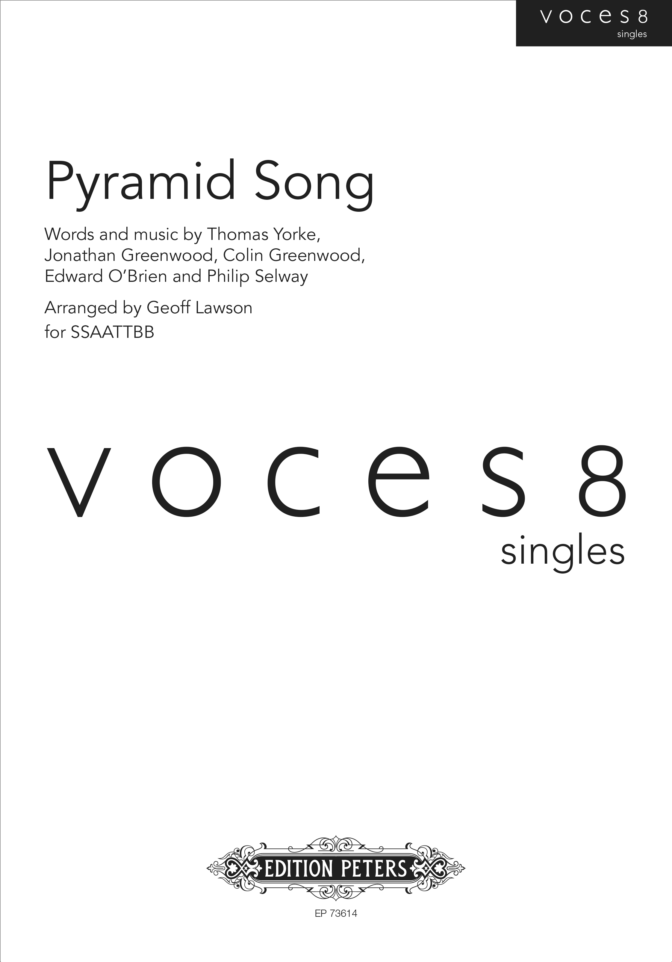 Pyramid Song Radiohead Arr Lawson Ssaattbb Sheet Music Songbook