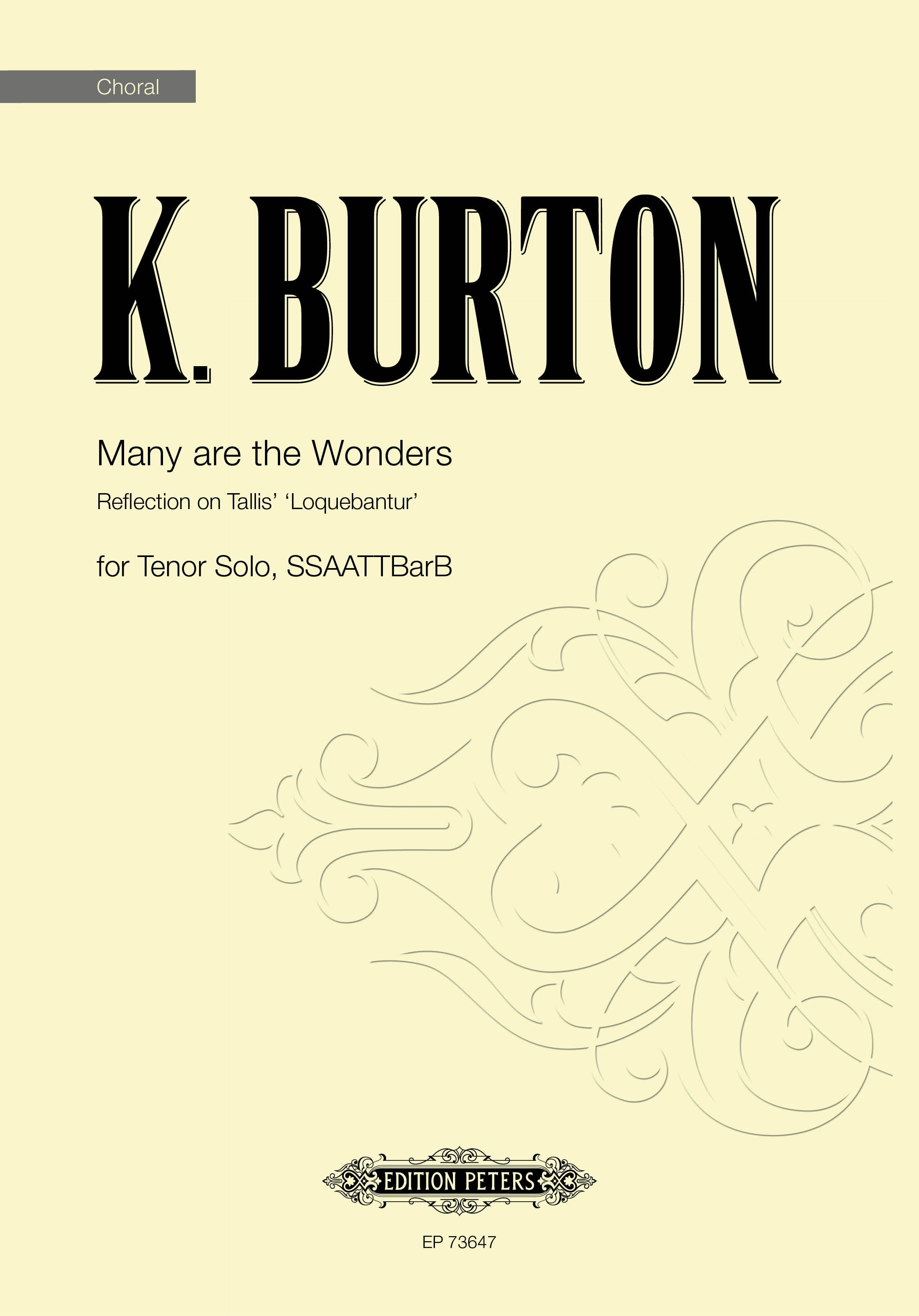 Many Are The Wonders Burton Tenor & Ssaattbarb Sheet Music Songbook