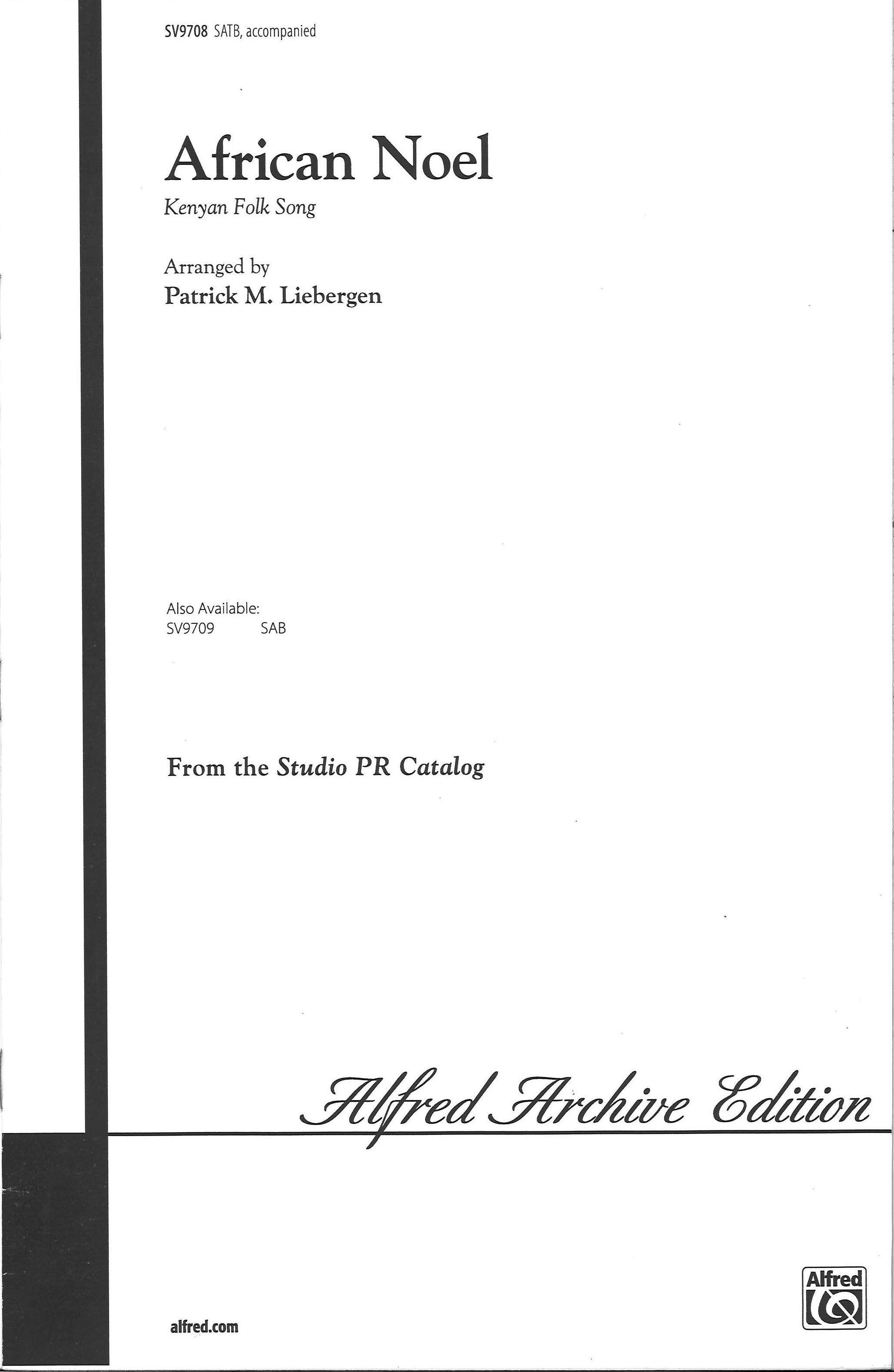 African Noel Arr Liebergen Satb Sheet Music Songbook