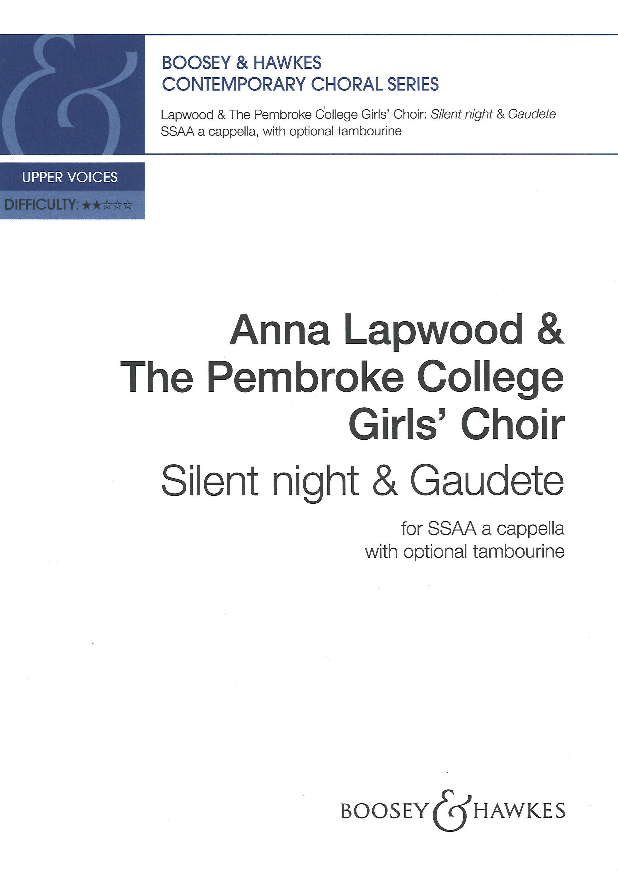 Silent Night & Gaudete Lapwood Ssaa A Cappella Sheet Music Songbook