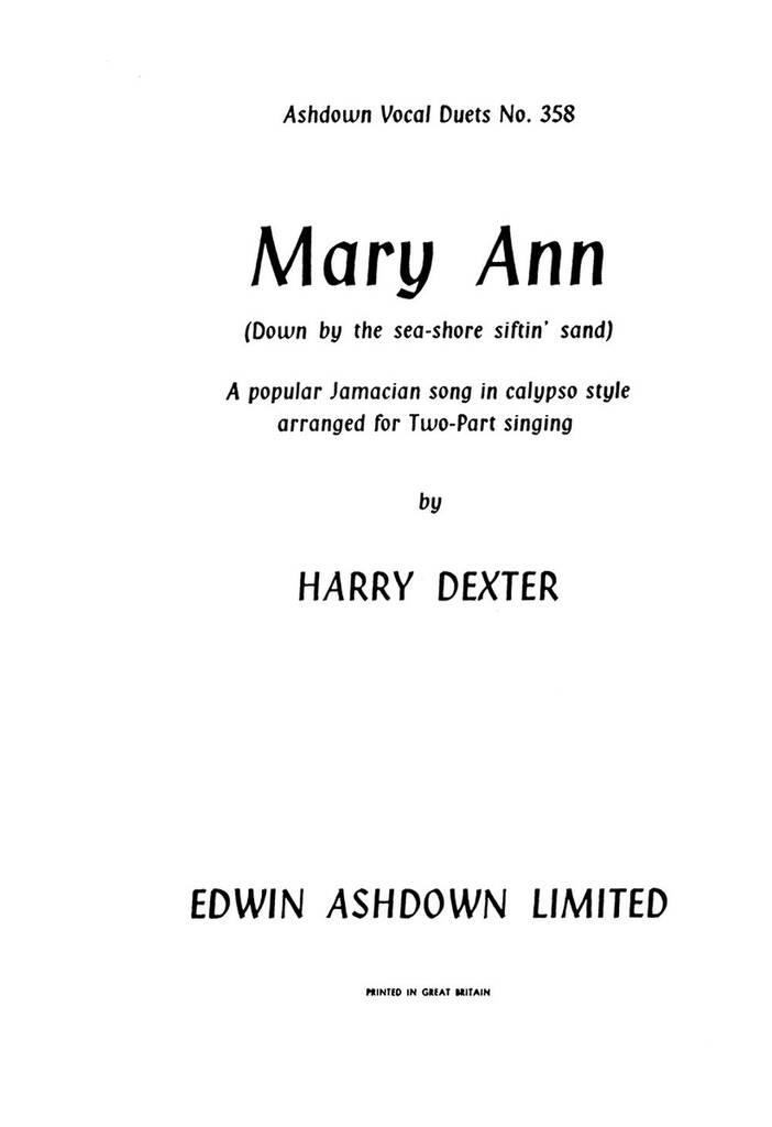 Mary Anne Dexter 2-part Min 5 Sheet Music Songbook