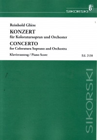 Gliere Concerto For Koloratura Soprano Voice & Pf Sheet Music Songbook
