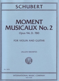 Schubert Momeny Musicaux No 2 Op94 Voice & Guitar Sheet Music Songbook