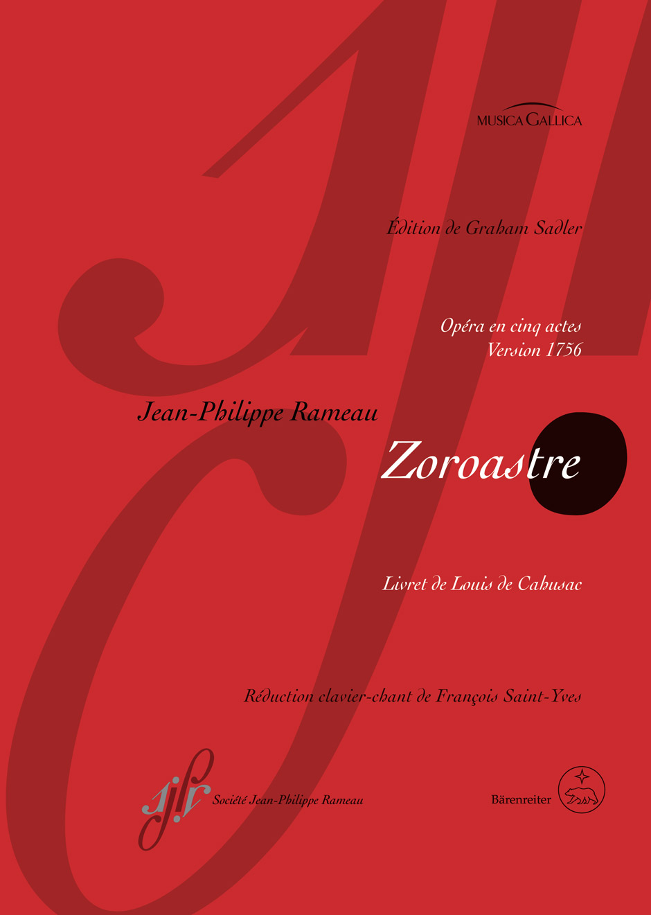Rameau Zoroastre (version 1756) Vocal Score Sheet Music Songbook