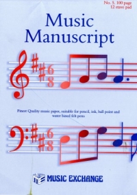 Music Manuscript No 5 (100 Page 12 Stave) Pad Sheet Music Songbook
