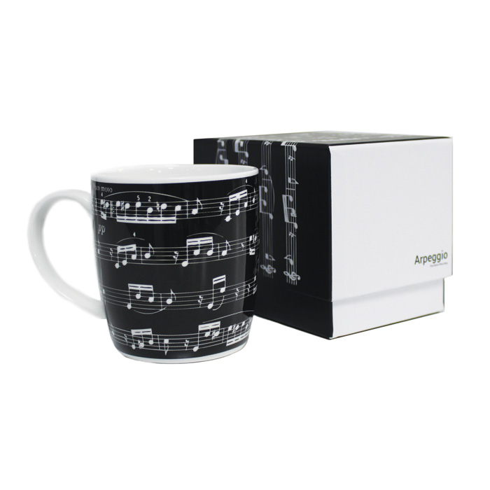 Bone China Boxed Mug Arpeggio Black Sheet Music Songbook
