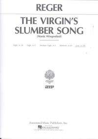 Virgins Slumber Song Reger Key Db Low Sheet Music Songbook