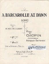 Barcarolle At Dawn Chopin/bateman Duet Sop/bar Sheet Music Songbook