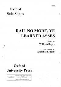 Rail No More Ye Learned Asses Boyce Sheet Music Songbook