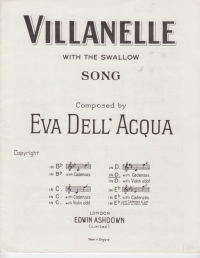 Villanelle Dell Acqua Key D (with Cadenzas) Sheet Music Songbook
